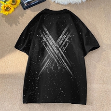 可48小时发货支持抖音得物来样二开美式满天星亮片短袖T恤MTX662，男装T恤，电商A486