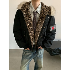 美式复古棉袄派克服豹纹毛领连帽棉服男冬季加厚棉衣外套M5036，男装棉衣，星座1116A（原606A-3）