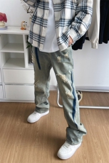 B221美式ins高街小众个性男女破洞牛仔裤LK23001-P65控88，男装牛仔裤，电商B221