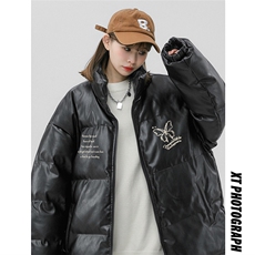中性风新款冬季时尚百搭立领PU皮棉服外套MY6459P115控158，男装棉衣，电商A268