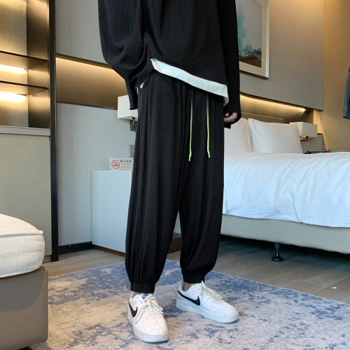 夏季薄款冰丝休闲裤男宽松2023年新款男士潮流九分裤2011-特批32,男装休闲裤,星座718-1