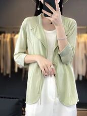 优雅气质盘扣羊毛衫百搭时尚秋冬新品柔软舒适显瘦外套，女装羊毛衫，牧雅羊绒