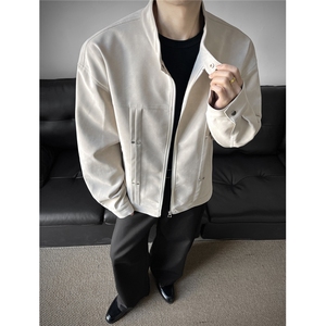 铆钉风琴折街头美式潮牌立领夹克情侣宽松百搭外套W375TP85控148，男装夹克，电商A170