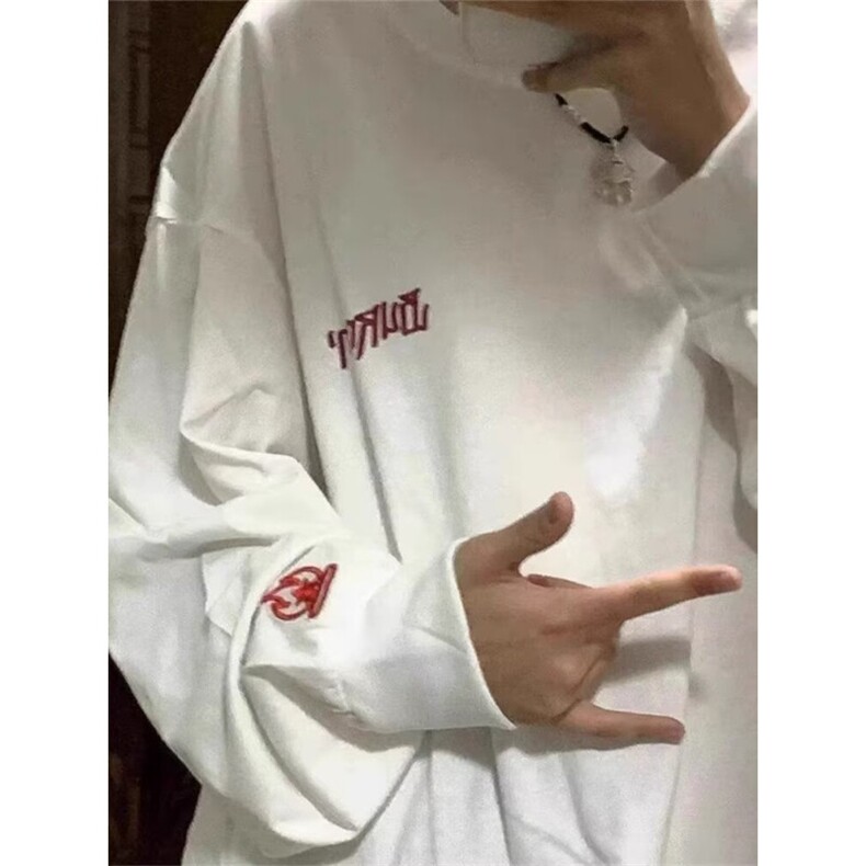BURNIN*小火苗火焰横排长袖T恤男休闲百搭宽松美式街头打底衫上衣,男装T恤,星座1116A（原606A-3）