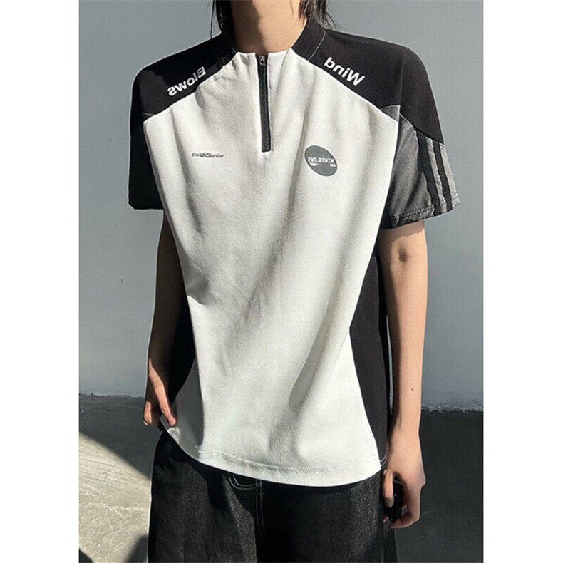 撞色拼接半拉链短袖男夏季球衣t恤户外运动防晒骑行服LT75133-P38，男装防晒衣，星座1008