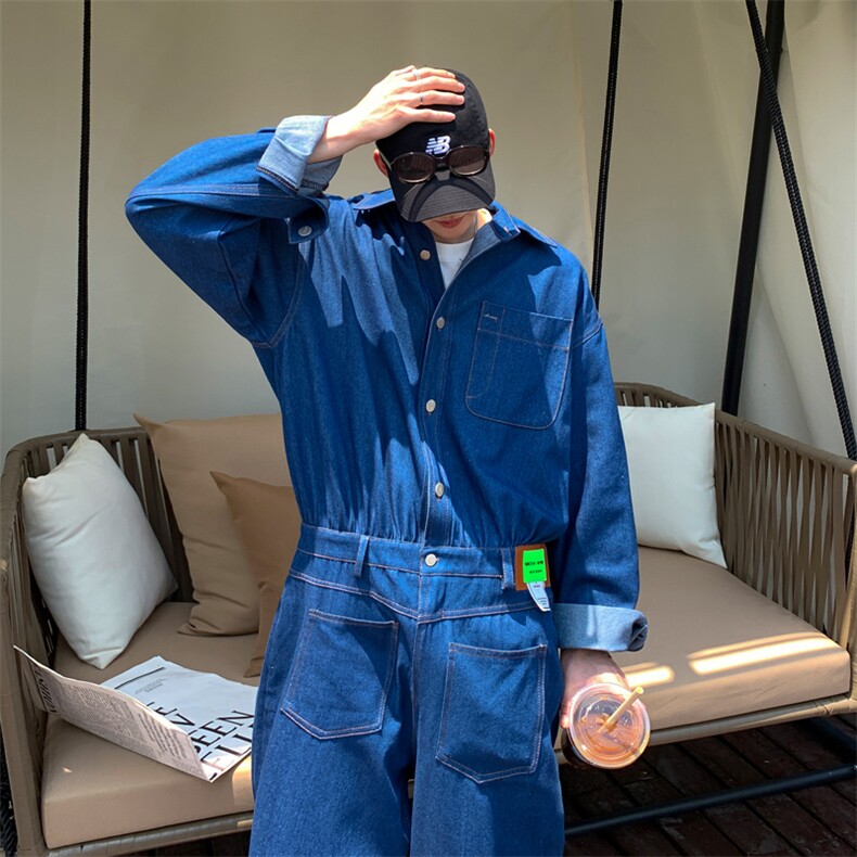 【2025春夏】送腰带定制水洗牛仔长袖夹克连体裤长裤连体衣男，男装夹克，星座112A