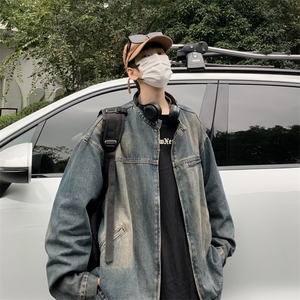 美式高街复古色牛仔外套男春秋宽松水洗工装夹克男JK0819-P75图片