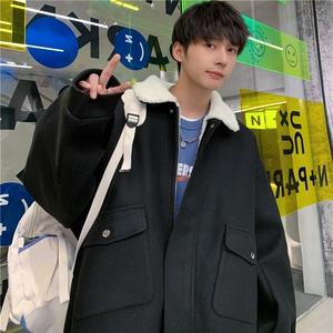 TP98N58毛呢羊羔毛棉服加绒加厚OVERSIZE韩版宽松上衣外套图片