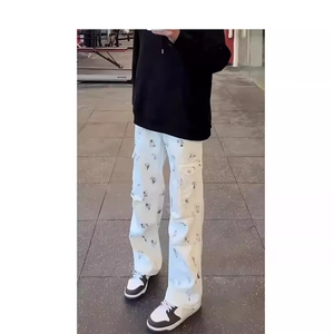 美式复古涂鸦泼墨工装裤男秋季宽松直筒大口袋潮牌街头休闲裤子图片