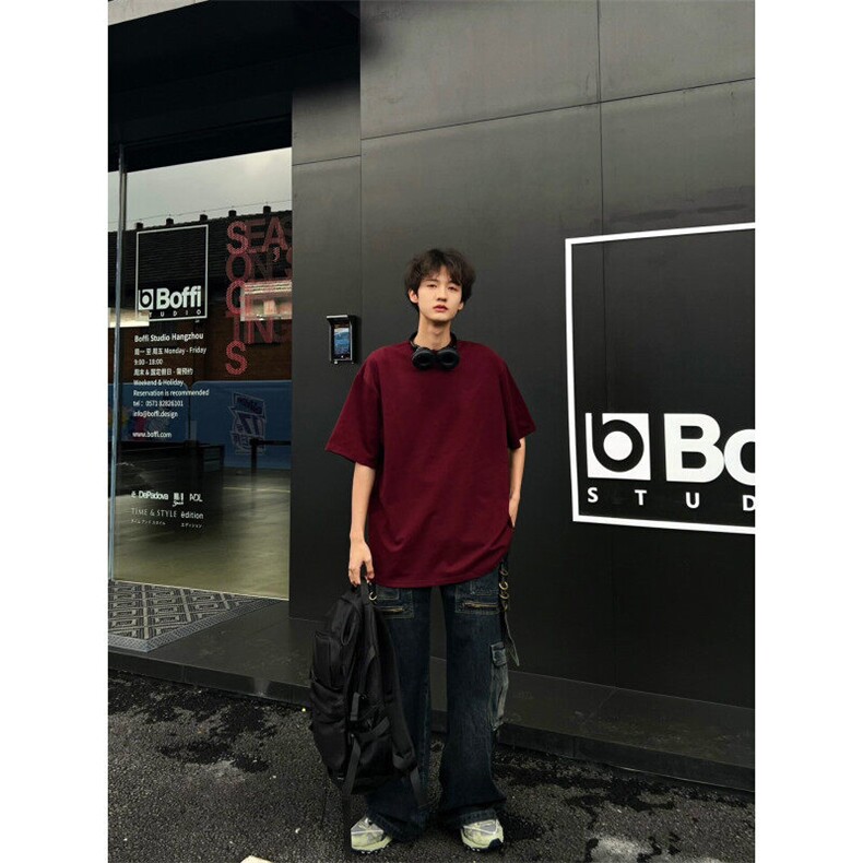 抖音得物品质! 精梳棉重磅纯色短袖t恤宽松打底衫图片