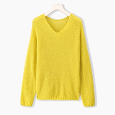2025年夏季轻盈软糯7525丝羊绒女士V领长袖常规款时尚百搭，女装针织衫/毛衣，绒崒