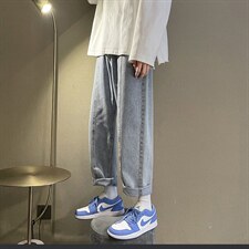2023春款纯色宽松直筒老爹男女牛仔裤X715NZ016批45控68，男装牛仔裤，星座715