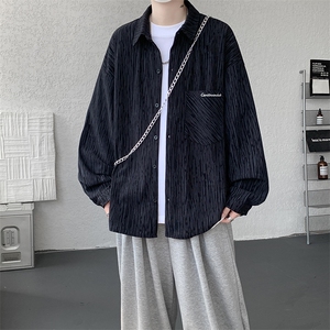 衬衫男秋季新款港风宽松大码灯芯绒扎染刺绣长袖衬衣CS8102-P42图片