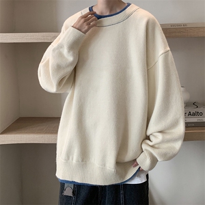 控78 假两件毛衣男大码加绒针织衫男毛线衣M80099-P55  加绒P70图片