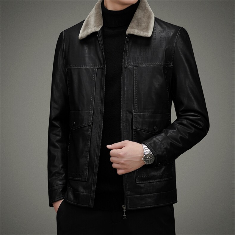 AW2232钱塘2020-3秋冬季厚款商务休闲中年男士简约皮衣夹克P220,男装皮衣,钱塘207-3