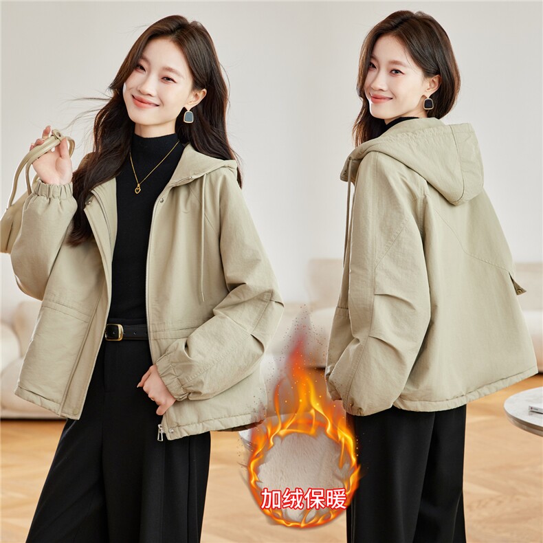 现货2025冬装新款加绒加厚连帽时尚经典女士派克服棉服，女装派克服，木子恋