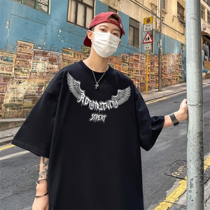 欧美式 翅膀创意印花短袖t恤夏季高克重半袖体恤XZ514-2-1299-P28图片