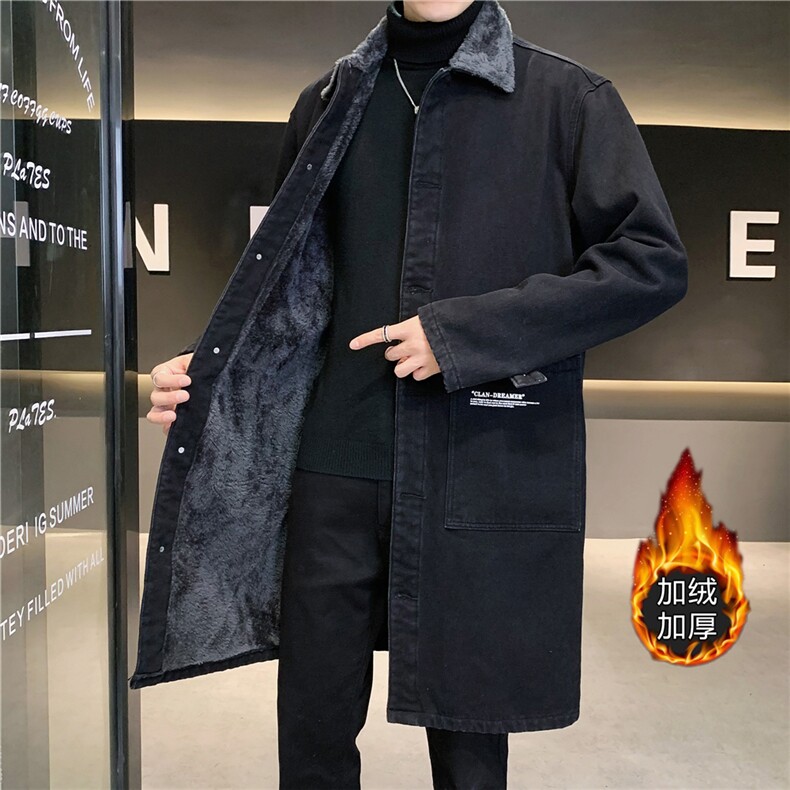 FY648J-P98M-5XL控138加绒羊羔绒白底长款牛仔风衣大码店主风，男装风衣，星座103A