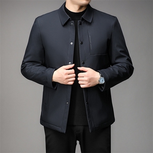 棉服男冬季新款加厚保暖上衣男装中年商务休闲翻领棉衣外套图片