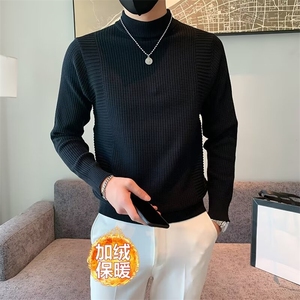 秋冬季简约韩版男士半高领毛衣潮牌痞帅内搭针织衫加绒保暖 M812图片