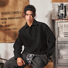 网图假两件白色长袖衬衫男春秋款潮牌宽松高级设计感衬衣，男装衬衫，星座410-6（原星座1304-1）