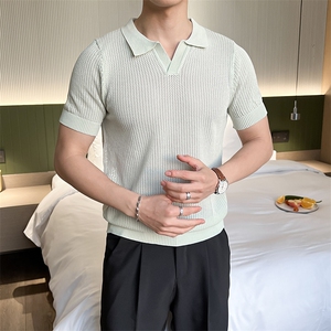 春夏装薄款针织短袖t恤男生翻领短袖透气半袖上衣潮T0899-P43图片