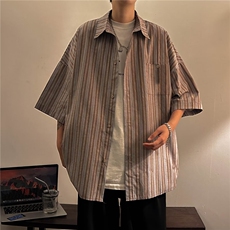 条纹高级感衬衫男长袖韩版潮流痞帅夏季潮CS05-P30，男装衬衫，星座308B-1
