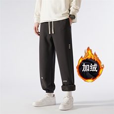 420g华棉复合奥利绒加绒刺绣束脚卫裤K824特P49，男装休闲裤，电商A309