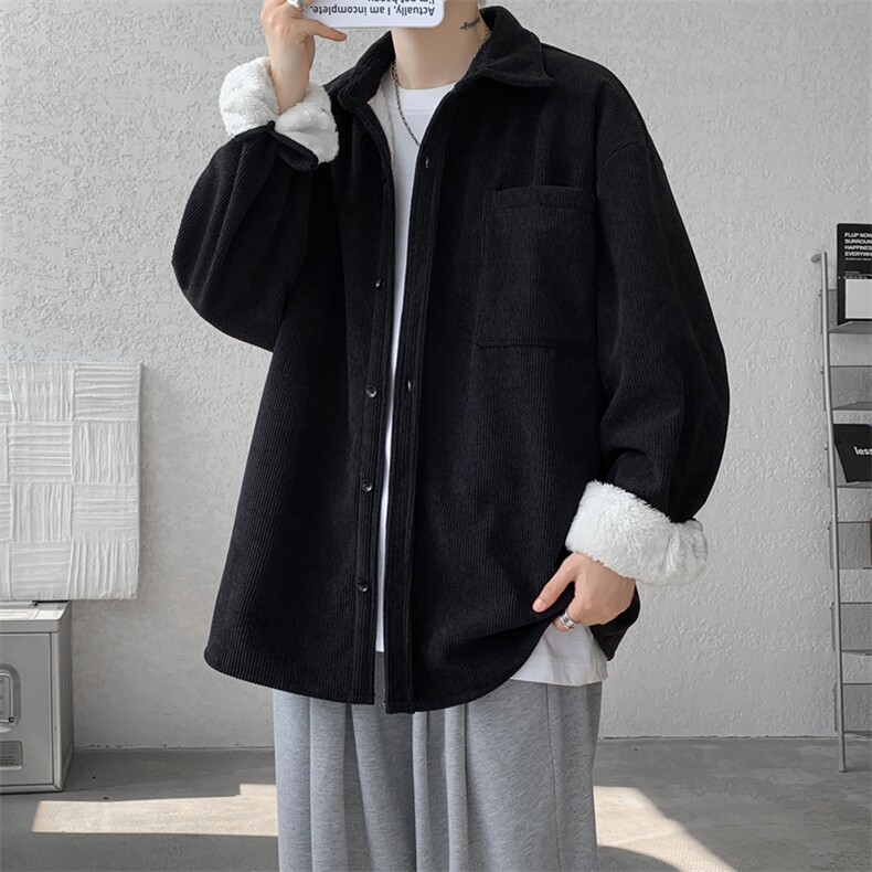 8XL-M加绒灯芯绒衬衫大码复古秋冬保暖上衣外套CS9001/P58加绒68,男装衬衫,电商B238