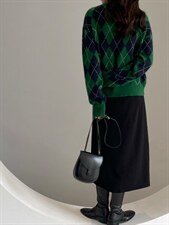 冬季·羊毛拼色格套头毛衫，其它，hello september