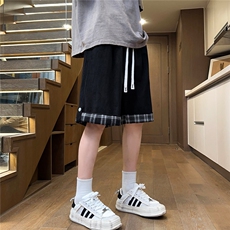 2026夏潮男短裤薄款清凉五分裤格子翻边裤K28029/特P30黑色3，男装休闲裤，电商A094