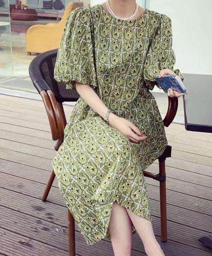 夏季新款孔雀花连衣裙，女装连衣裙，冰雪兒