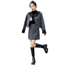 现货2024新款冬装小香miu系甜美蝴蝶结套两件套加棉，女装套装/套裙，仟媚宠