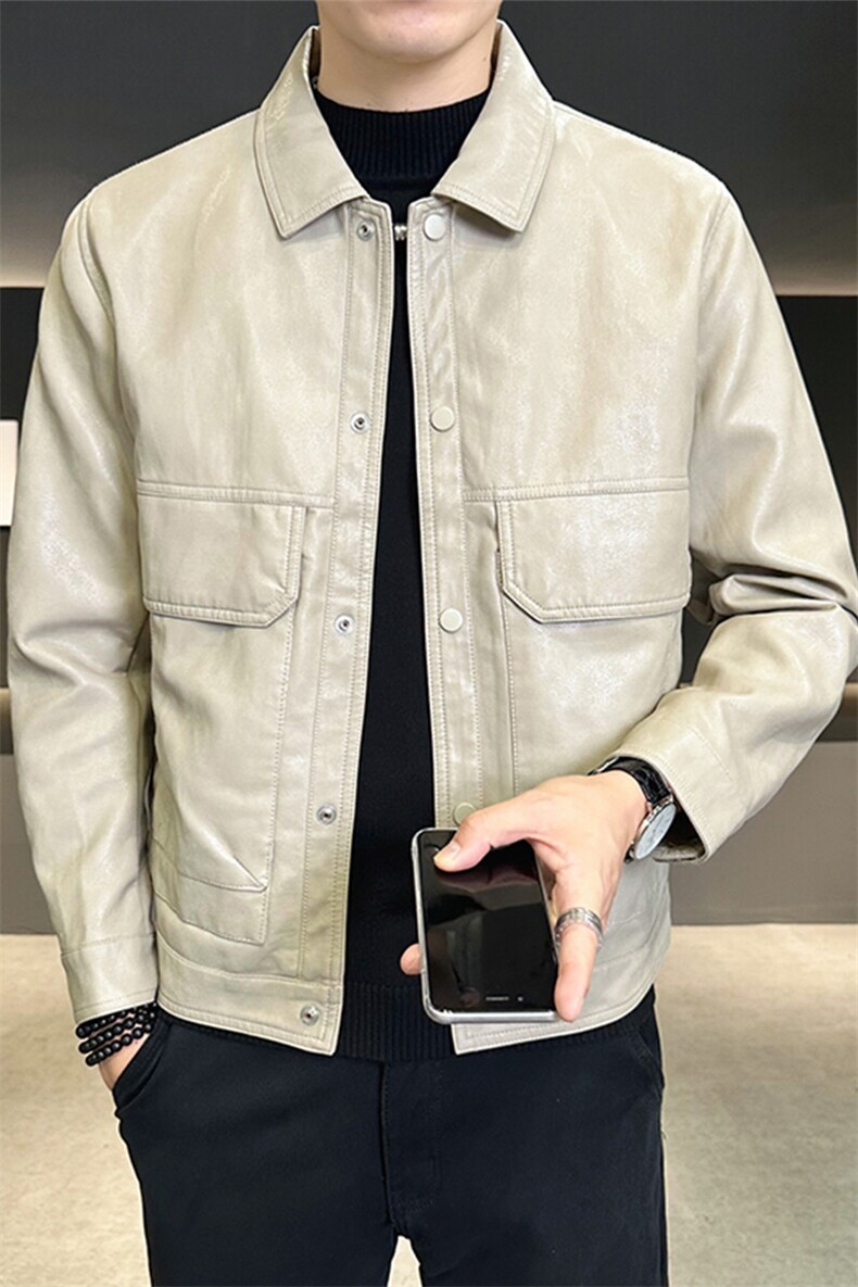 春季2025款皮衣外套男雅痞帅气男装机车皮夹克A313-66881-P140,男装夹克,电商A313
