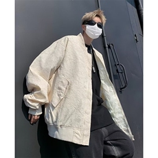 美式飞行员夹克男士春秋季高级感褶皱棒球服潮牌痞帅宽松情侣外套，男装夹克，星座601-2