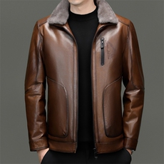 BG23180秋冬男士翻领可脱卸水貂内胆风衣皮克服山羊皮真皮皮衣男，男装风衣，电商B360