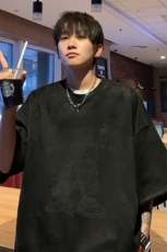 ！2025夏季新款男士烧花麂皮绒短袖T恤半袖TL2407特P26控48，男装T恤，电商B220