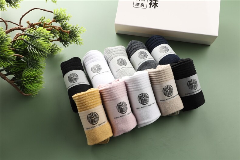双针一线成型抗菌除臭香薰棉袜，一盒五双,饰品袜子,绒盛源