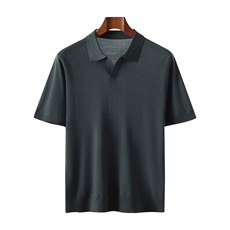 夏季新款男士莱赛尔天丝剪刀翻领短袖，男装T恤，昭美羊绒