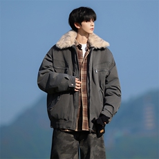 M1658-P115冬季新款美式可脱卸毛领水洗工装棉服外套，男装棉衣，星座109