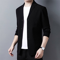 DEJ-J009男式2023秋季新款西服针织开衫西装领商务休闲男装P118，男装针织衫/毛衣，电商B360