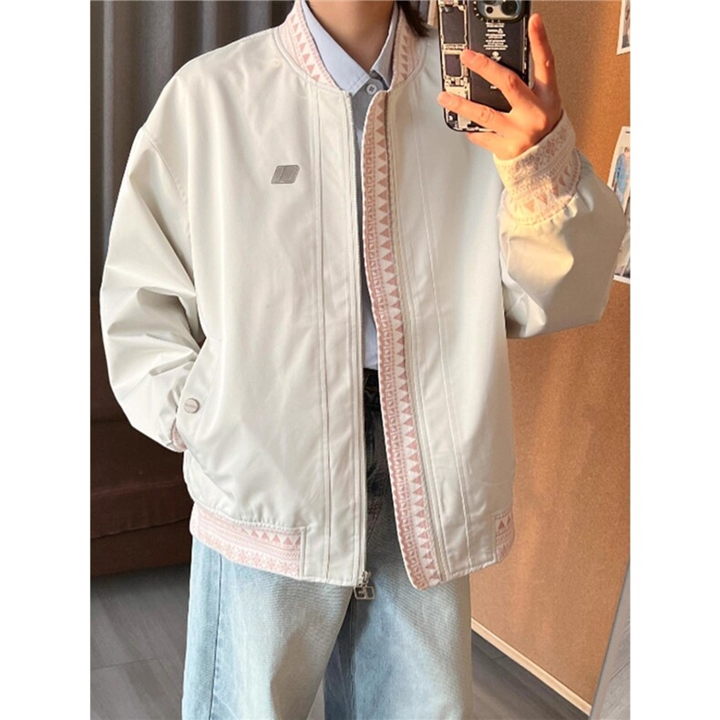 棒球领短款飞行员夹克男女韩系字母刺绣防风正肩外套HHW66 P68图片