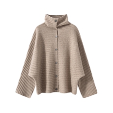 2025年秋季女士半高领开衫时尚百搭休闲花纱蝙蝠开衫，女装羊绒衫，戎美山