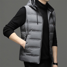 22冬季新款羽绒马甲男保暖外套90鸭绒纯色休闲连帽ZG22950-P170，男装羽绒服，钱塘6003（原4033）
