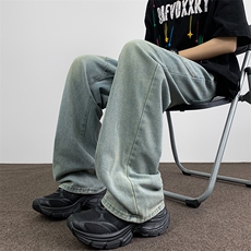 夏款男牛仔裤直筒宽松拼接渐变色休闲长裤NK901P45，男装牛仔裤，星座1013-1