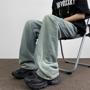 夏款男牛仔裤直筒宽松拼接渐变色休闲长裤NK901 P45图片