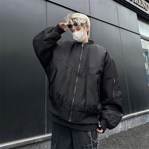 美式高街飞行员棉服男高级感街头痞帅解构廓形加厚棒球领棉衣外套图片