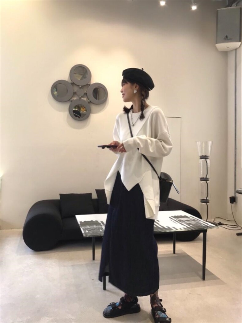 春季新款不规则下摆针织衫，女装，Queena PHoebe