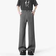 2025美式夏装vibe高街微喇休闲拖地垂感半松紧冰丝西裤K3367-P45，男装休闲裤，电商042
