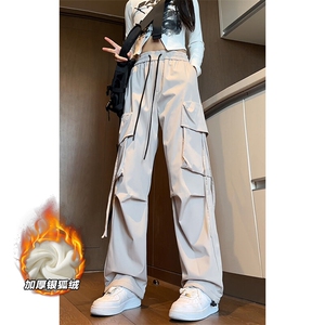 特批P42无差价24冬季港风潮流休闲直筒工装裤男女同款K1212J加绒图片